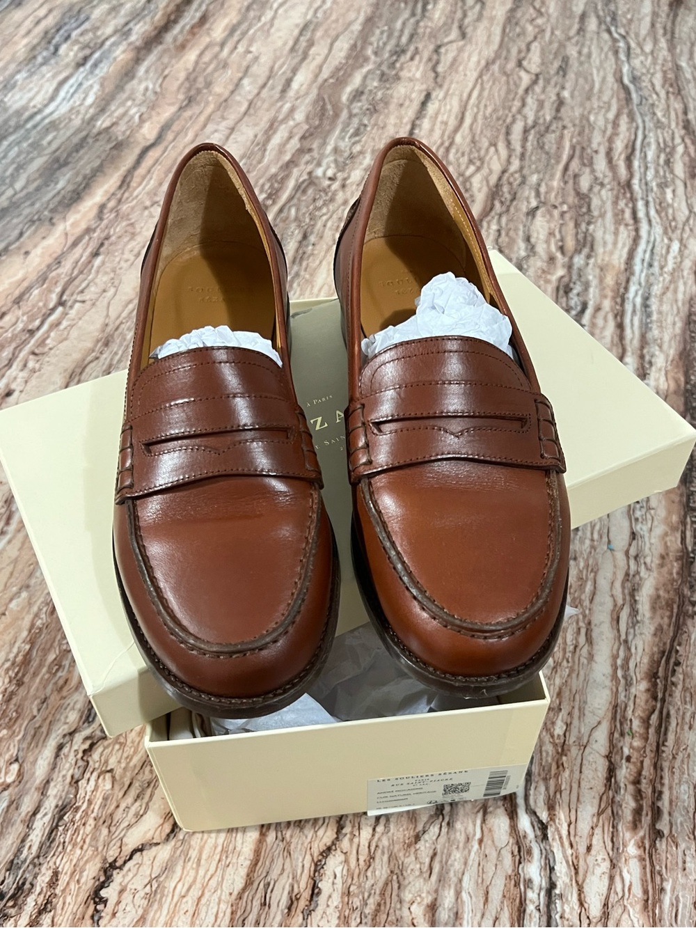 Sezane Brown Leather Penny Loafers - Picture 4 of 9